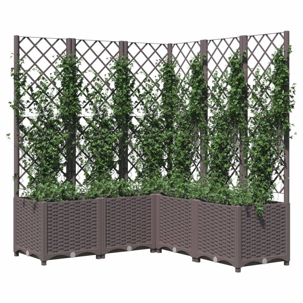 vidaXL Pflanzkübel mit Rankgitter Braun 120x120x136 cm PP