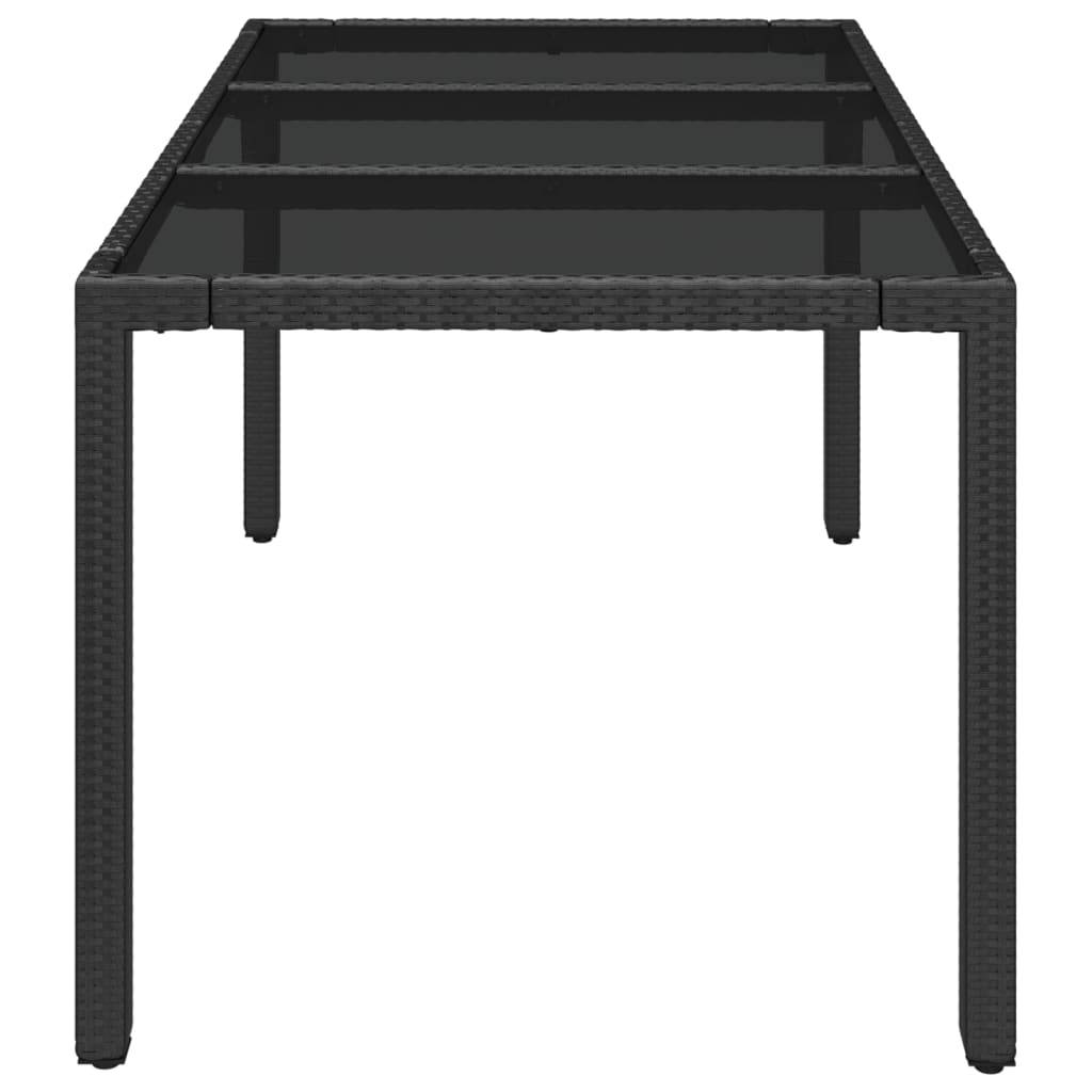 vidaXL Gartentisch mit Glasplatte Schwarz 150x90x75 cm Poly Rattan