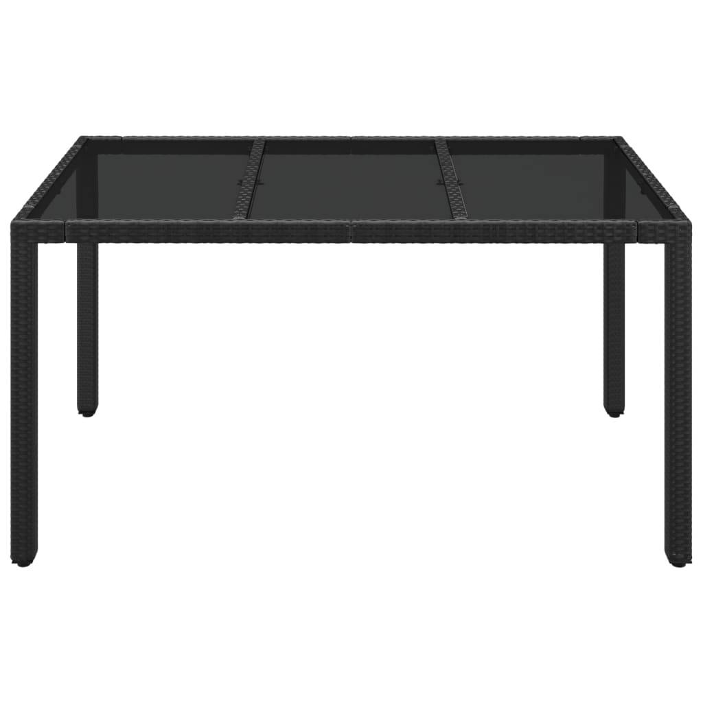 vidaXL Gartentisch mit Glasplatte Schwarz 150x90x75 cm Poly Rattan