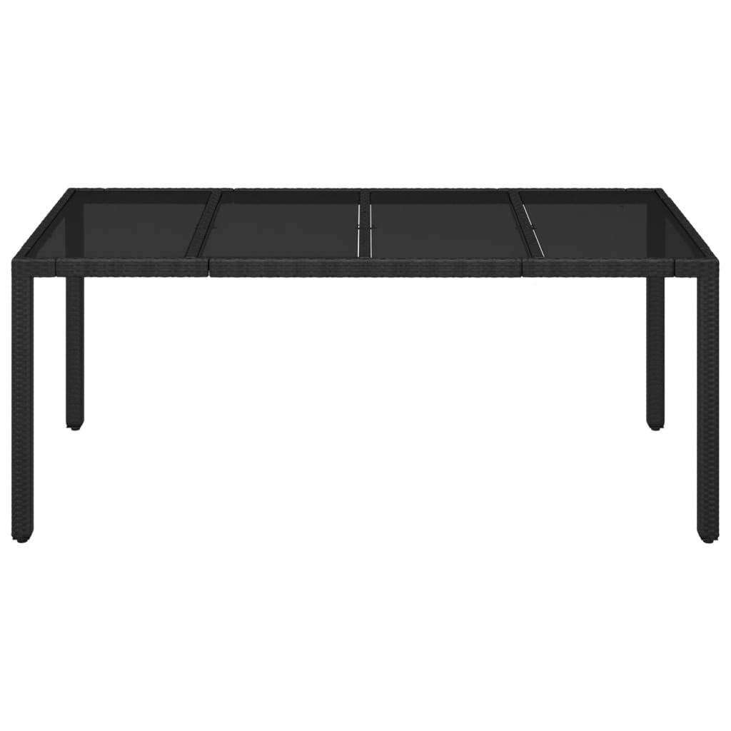 vidaXL Gartentisch mit Glasplatte Schwarz 190x90x75 cm Poly Rattan