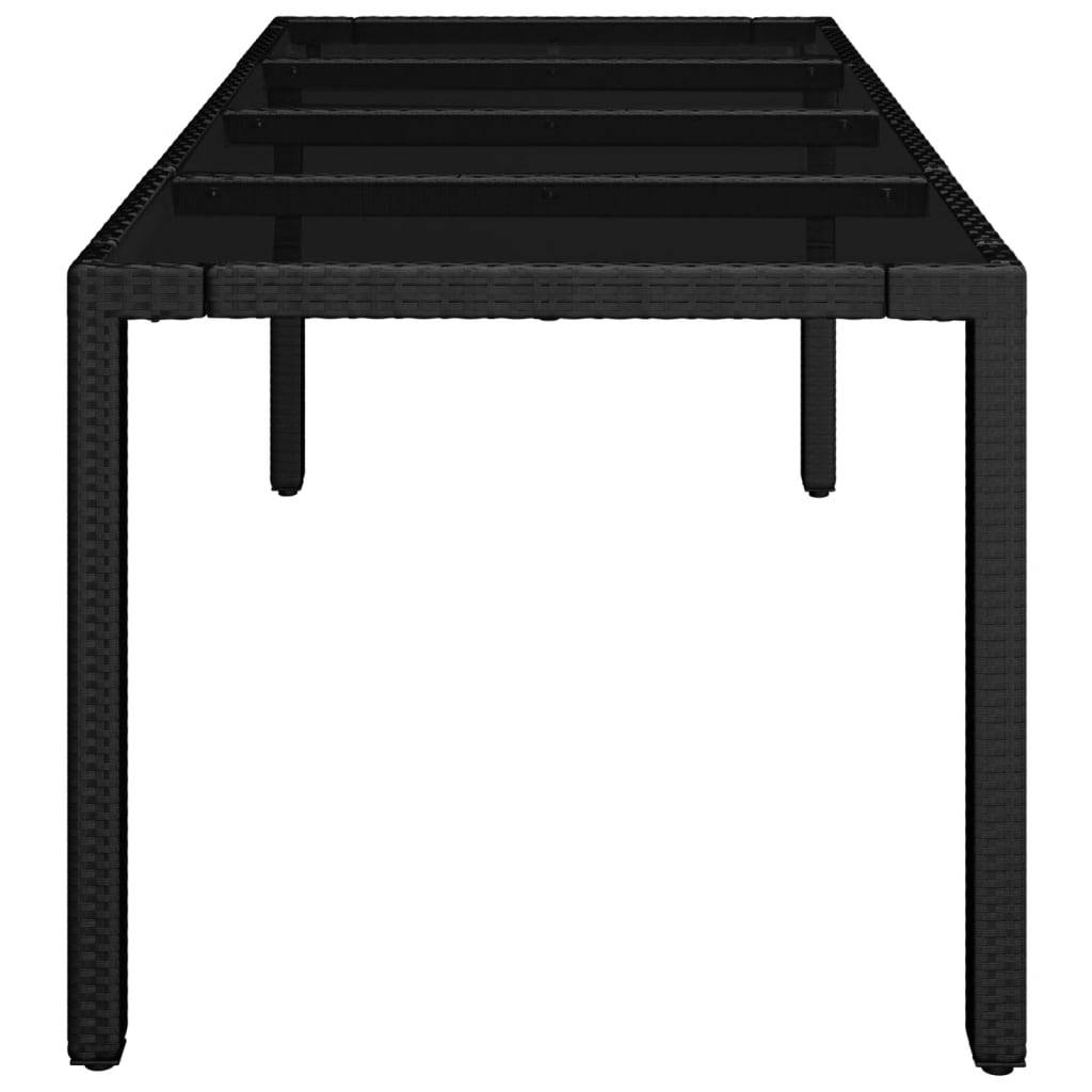 vidaXL Gartentisch mit Glasplatte Schwarz 190x90x75 cm Poly Rattan