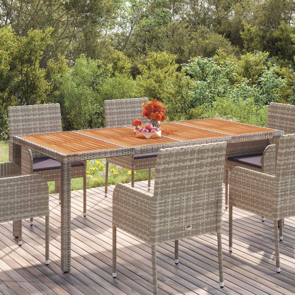 vidaXL Gartentisch mit Holzplatte Grau 190x90x75 cm Poly Rattan