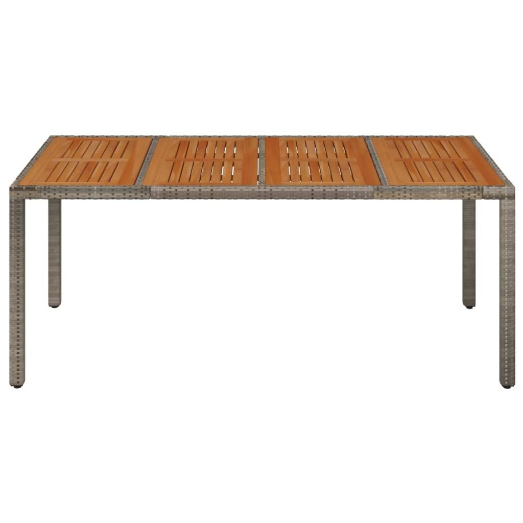 vidaXL Gartentisch mit Holzplatte Grau 190x90x75 cm Poly Rattan