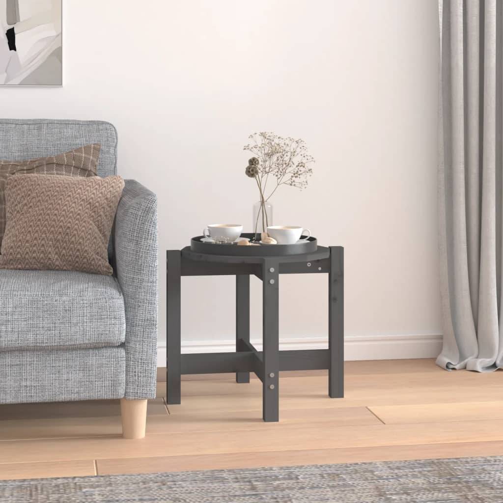 vidaXL Couchtisch Grau Ø 52,5x45 cm Massivholz Kiefer
