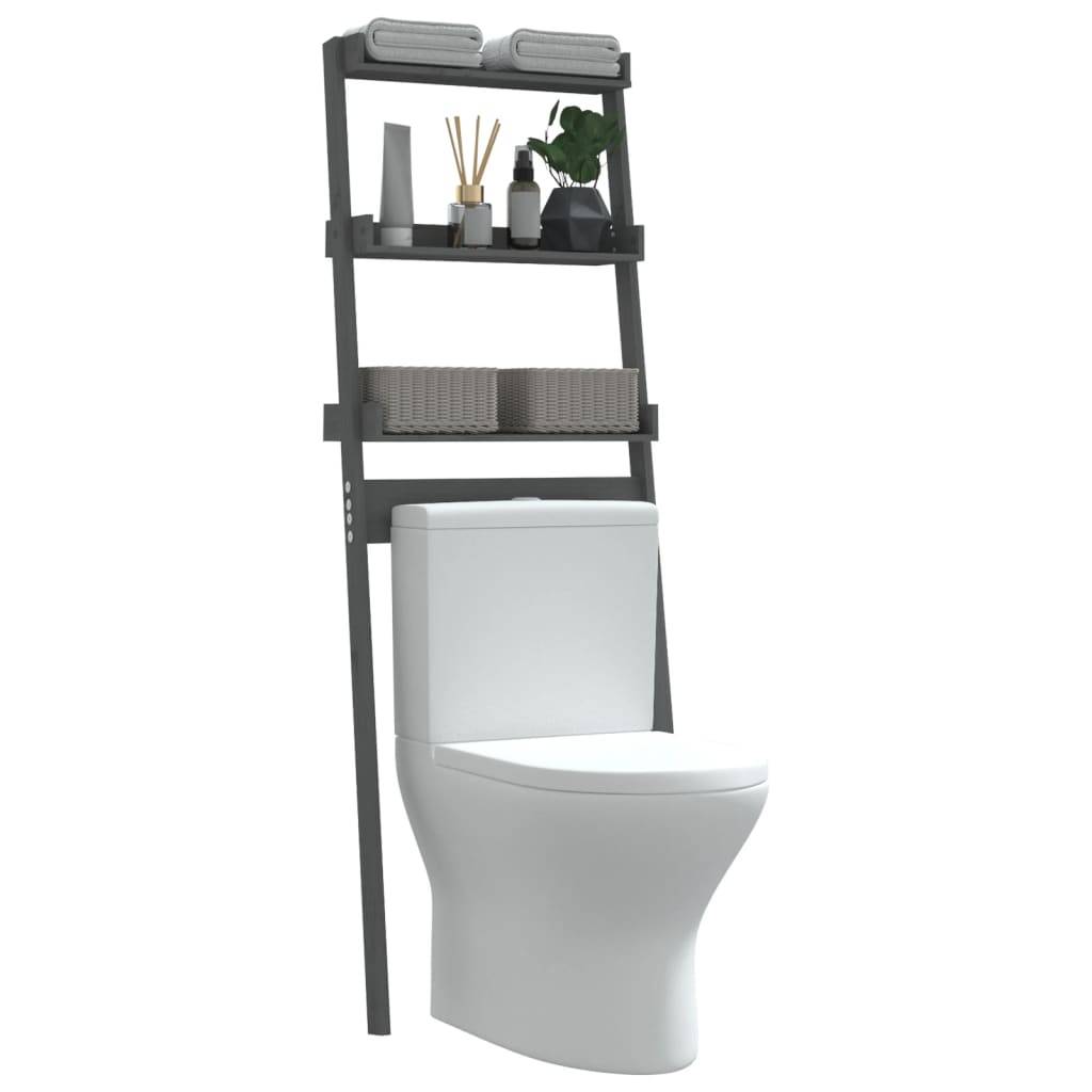 vidaXL Toilettenregal Grau 63,5x32x179 cm Massivholz Kiefer