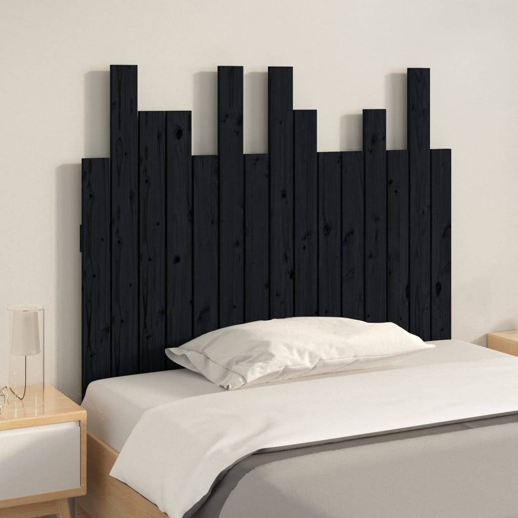 vidaXL Wand-Kopfteil Schwarz 95,5x3x80 cm Massivholz Kiefer