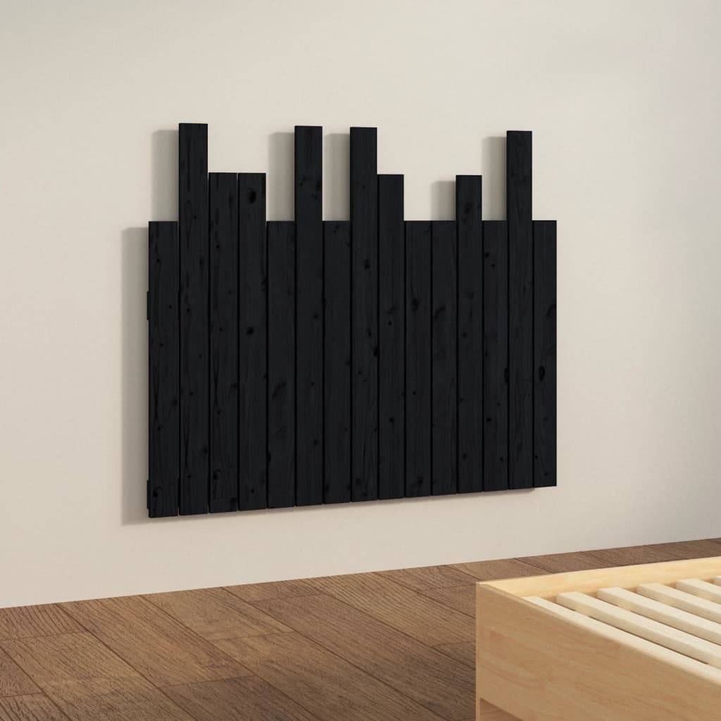 vidaXL Wand-Kopfteil Schwarz 95,5x3x80 cm Massivholz Kiefer