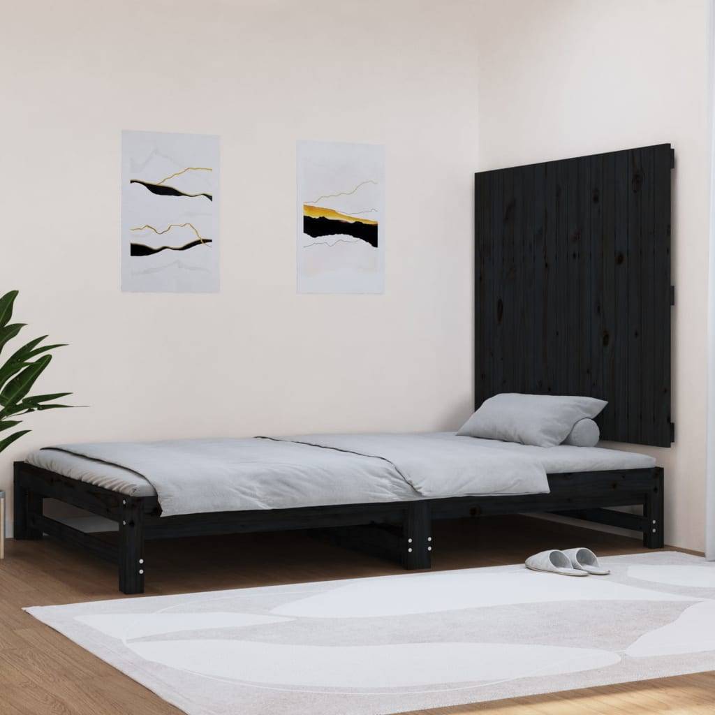 vidaXL Wand-Kopfteil Schwarz 108x3x90 cm Massivholz Kiefer