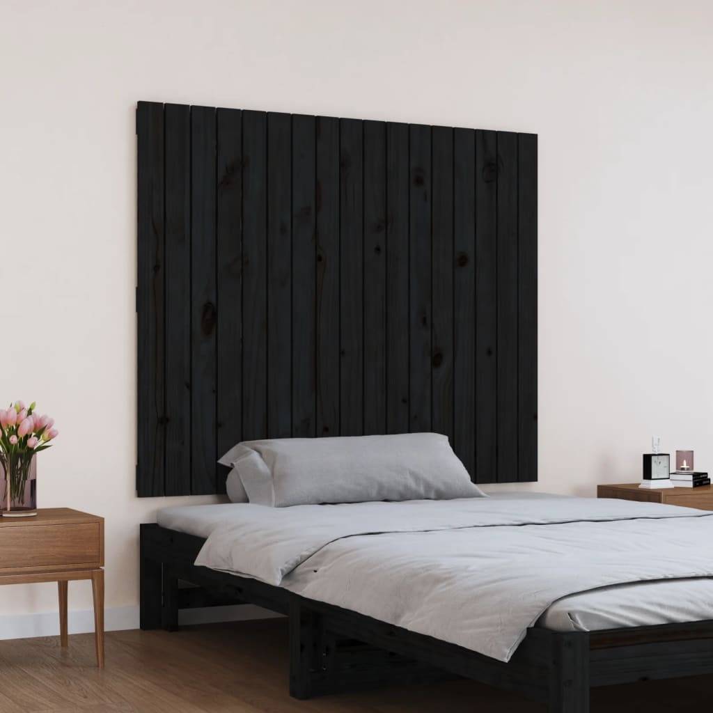 vidaXL Wand-Kopfteil Schwarz 108x3x90 cm Massivholz Kiefer