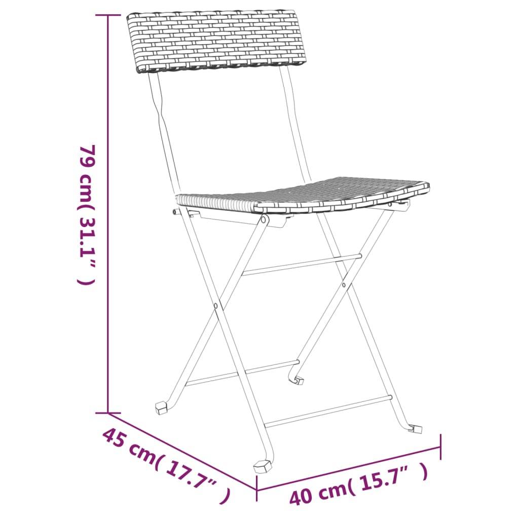 vidaXL 3-tlg. Bistro-Set Klappbar Schwarz Poly Rattan