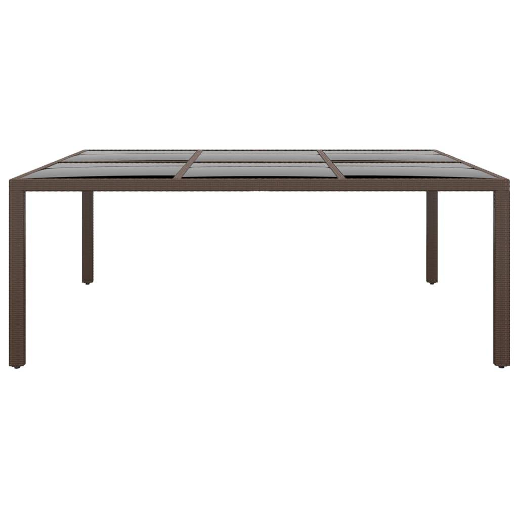 vidaXL Gartentisch mit Glasplatte Braun 200x150x75 cm Rattan