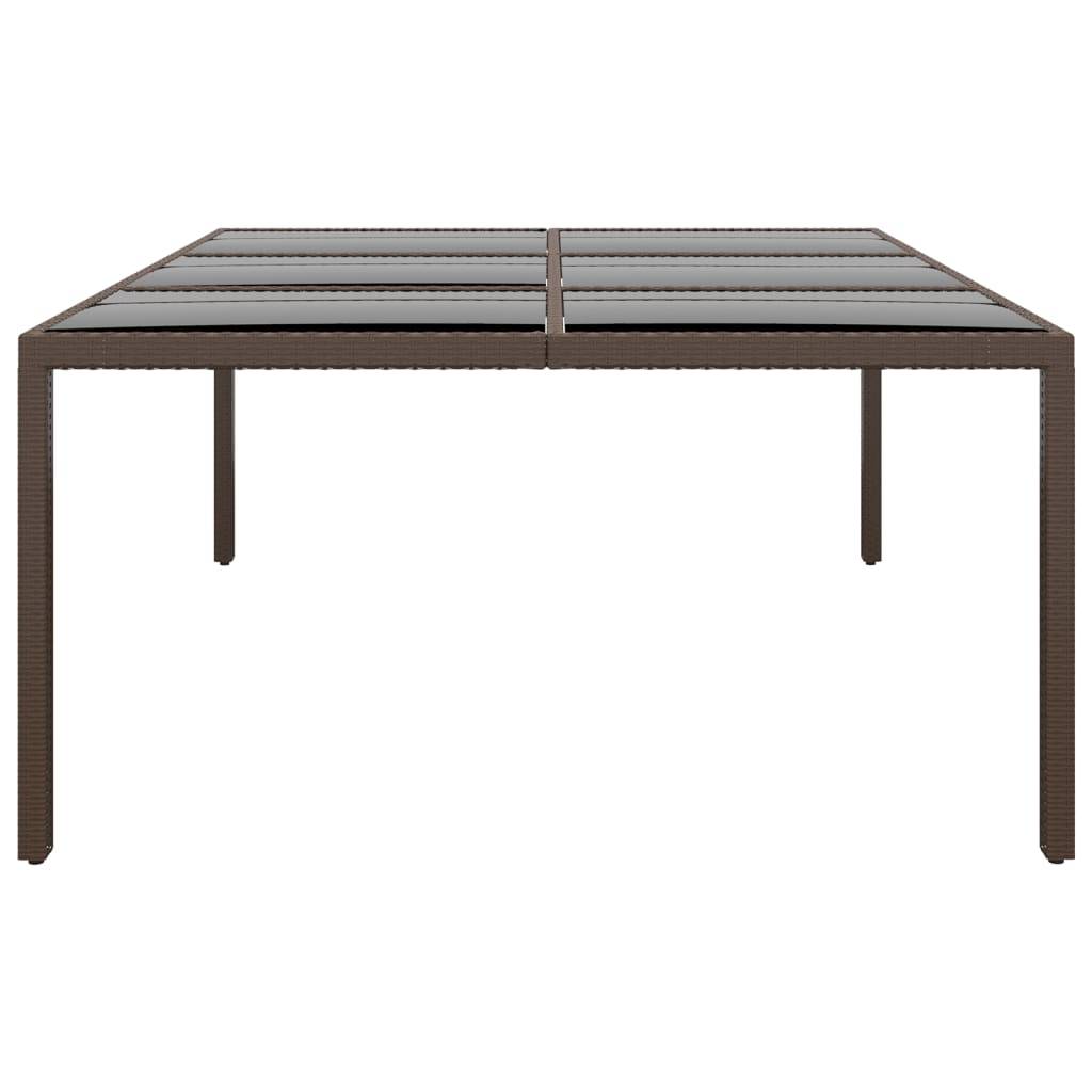 vidaXL Gartentisch mit Glasplatte Braun 200x150x75 cm Rattan