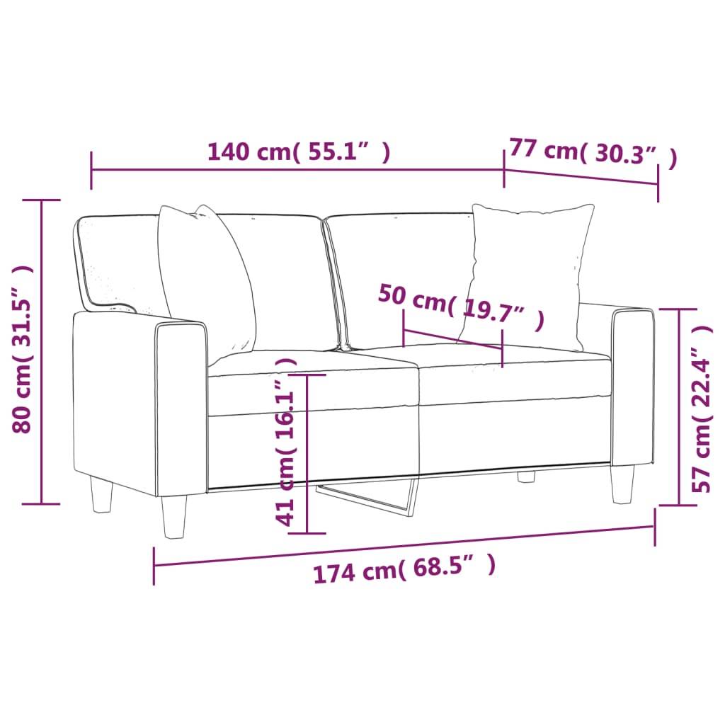 vidaXL 2-Sitzer-Sofa mit Zierkissen Cappuccino-Braun 140 cm Kunstleder