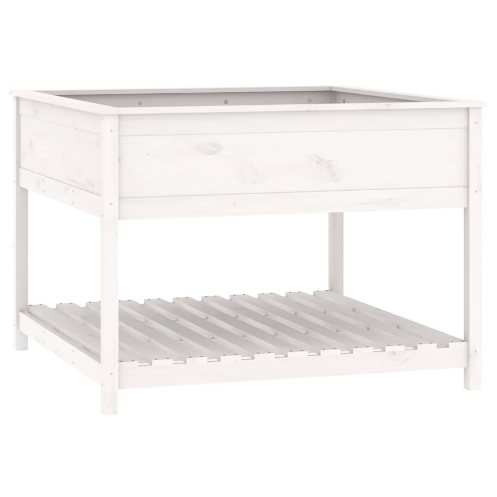 vidaXL Pflanzkübel mit Ablage Weiß 111,5x111,5x81 cm Massivholz Kiefer