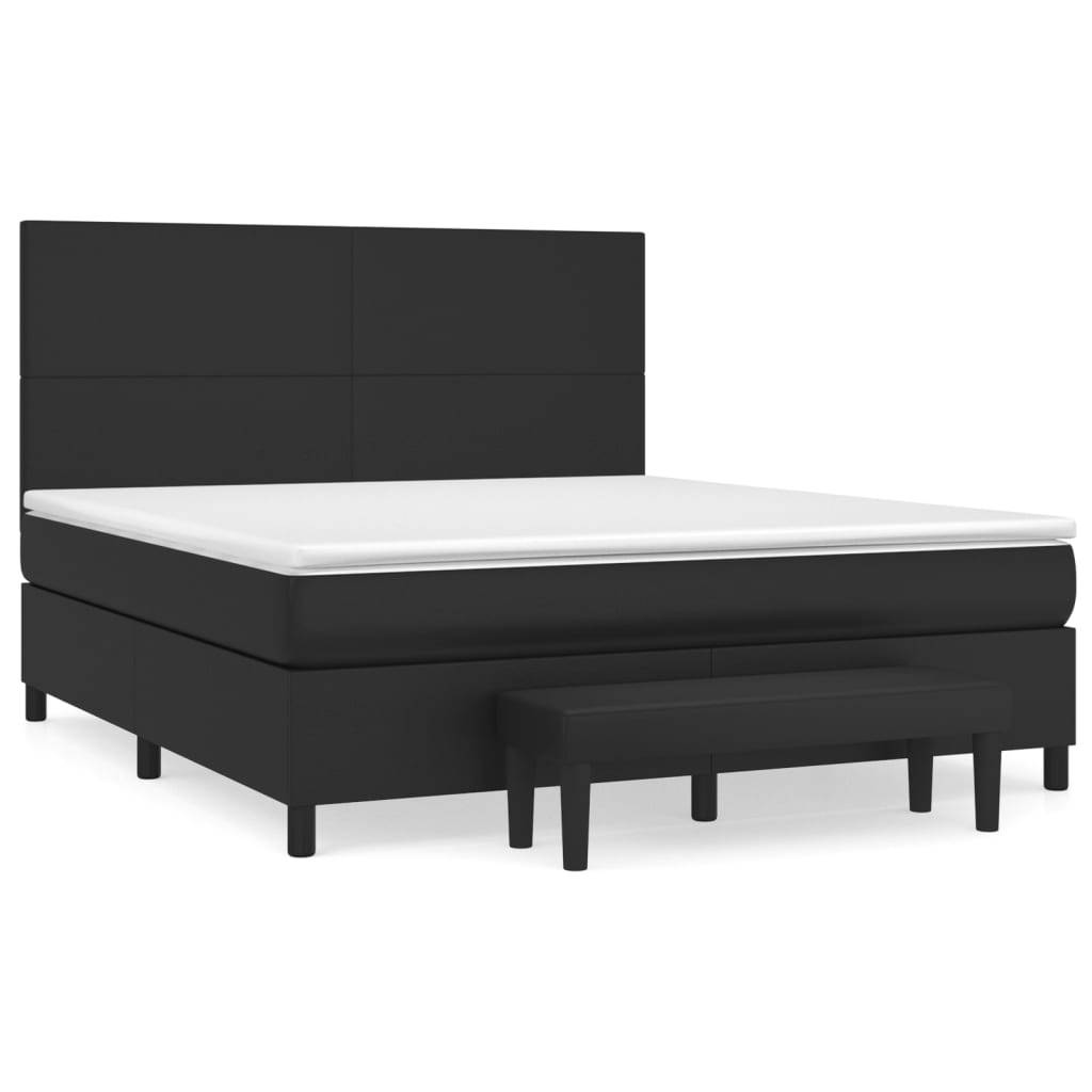 vidaXL Boxspringbett mit Matratze Schwarz 180x200 cm Kunstleder