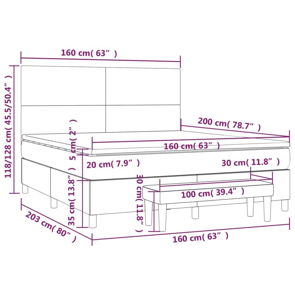 vidaXL Boxspringbett mit Matratze Schwarz 160x200 cm Samt