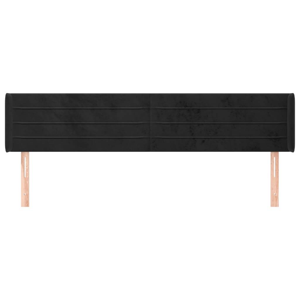 vidaXL Kopfteil mit Ohren Schwarz 183x16x78/88 cm Samt