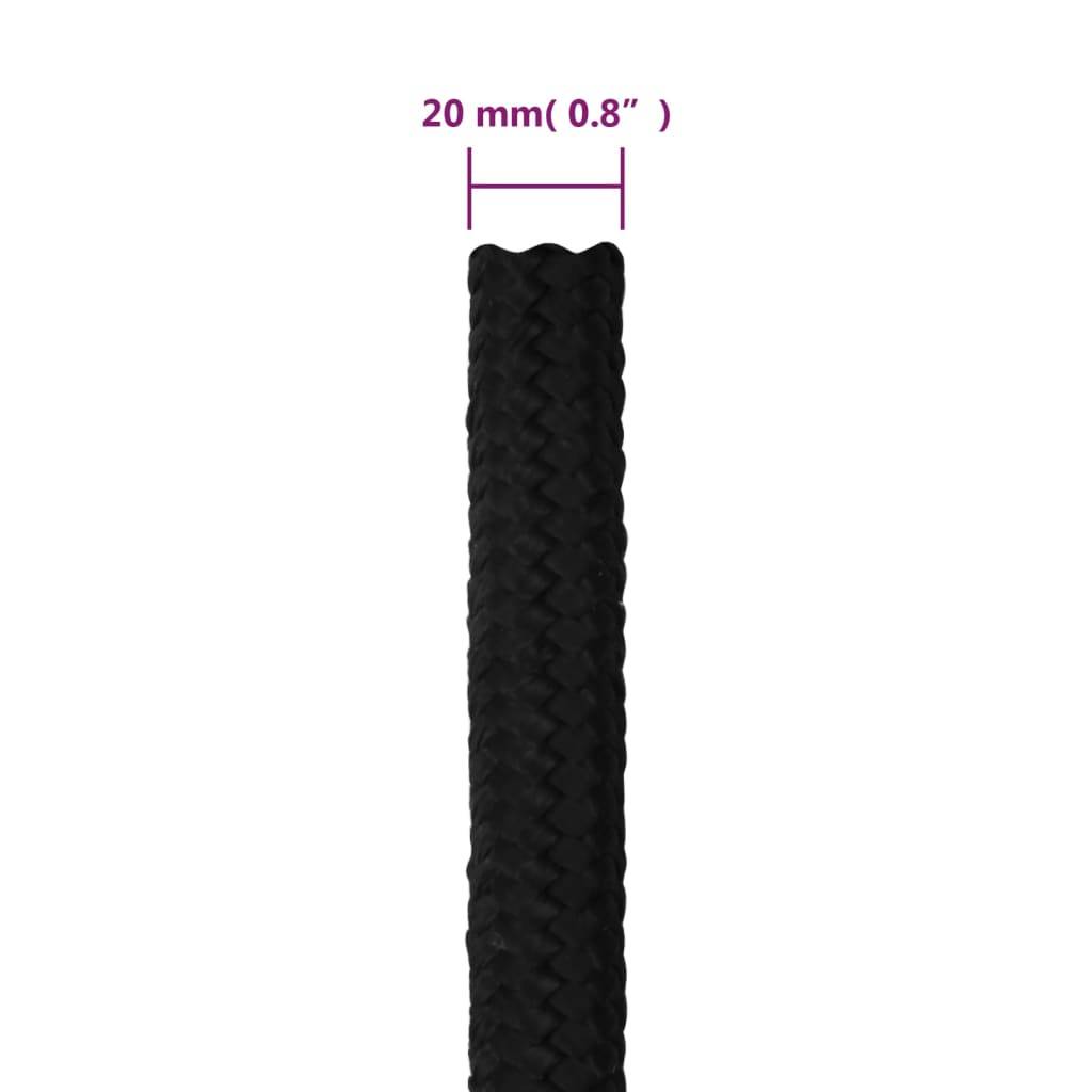 vidaXL Arbeitsseil Schwarz 20 mm 25 m Polyester