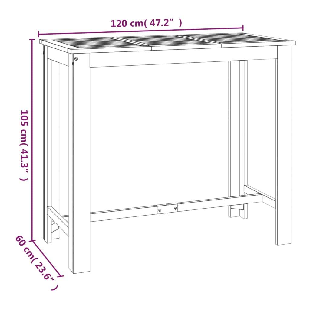 vidaXL 5-tlg. Gartenbar-Set Massivholz Akazie