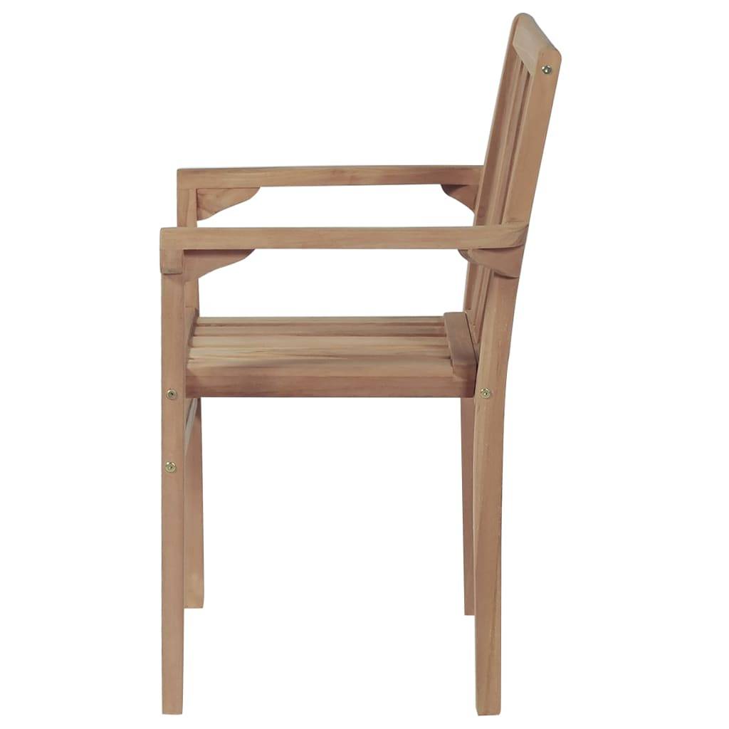 vidaXL Stapelbare Gartenstühle 2 Stk. Massivholz Teak