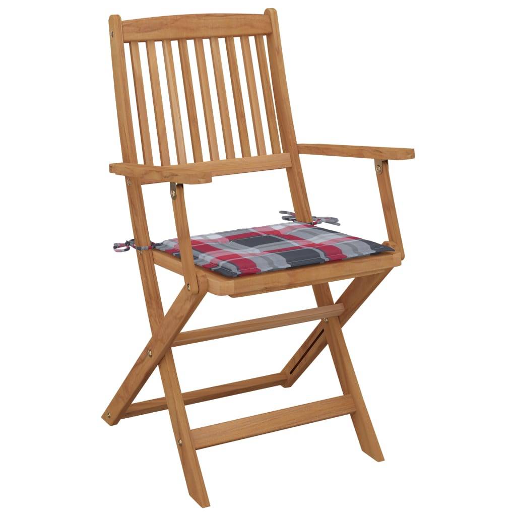 vidaXL Klappbare Gartenstühle 6 Stk. mit Kissen Massivholz Akazie