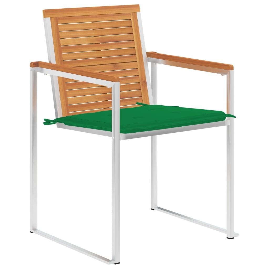 vidaXL Gartenstühle mit Kissen 2 Stk. Massivholz Akazie und Stahl