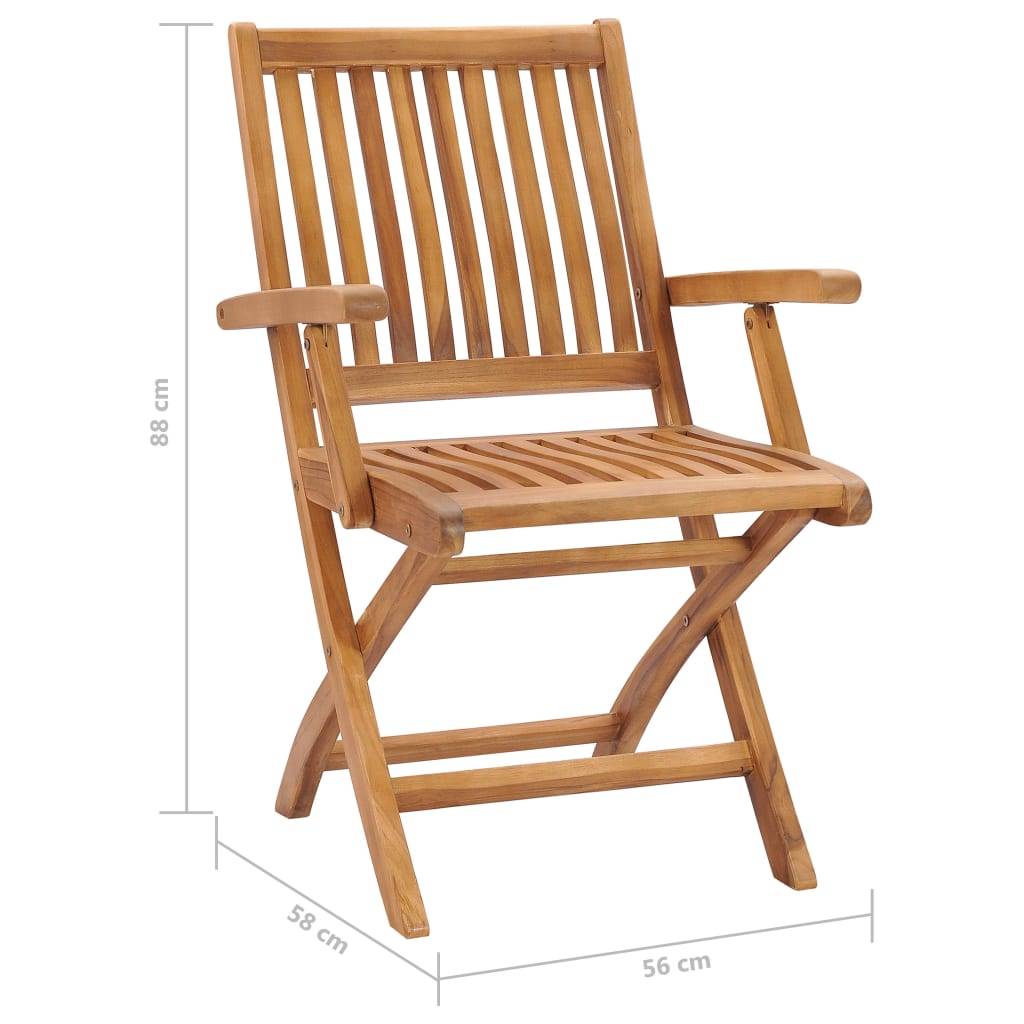 vidaXL Gartenstühle 2 Stk. mit Cremeweißen Kissen Massivholz Teak