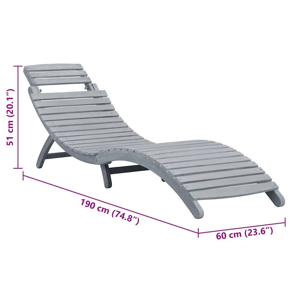 vidaXL Sonnenliege mit Auflage Grau Massivholz Akazie