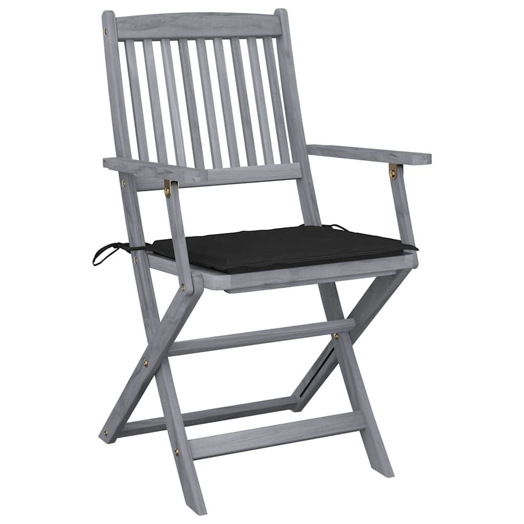 vidaXL Klappbare Gartenstühle 4 Stk. mit Sitzkissen Massivholz Akazie