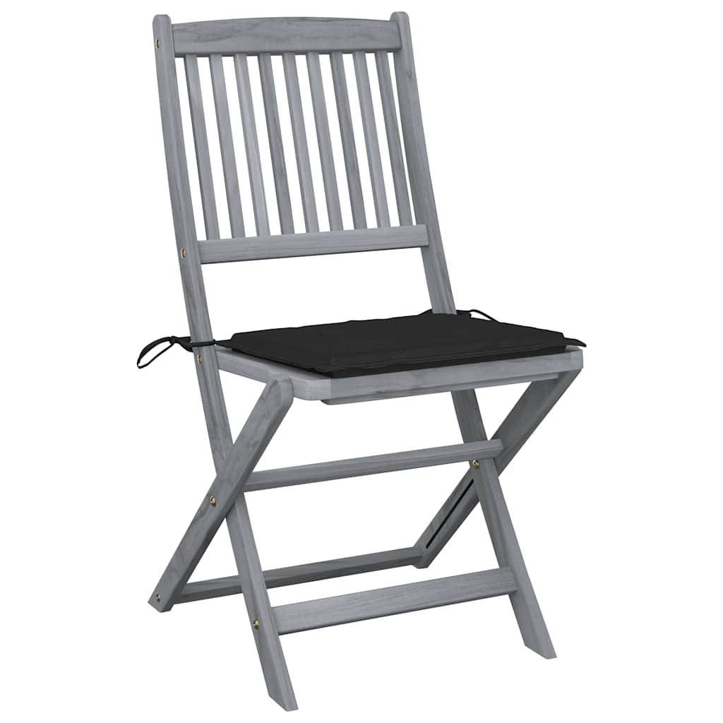 vidaXL Klappbare Gartenstühle 6 Stk. mit Sitzkissen Massivholz Akazie