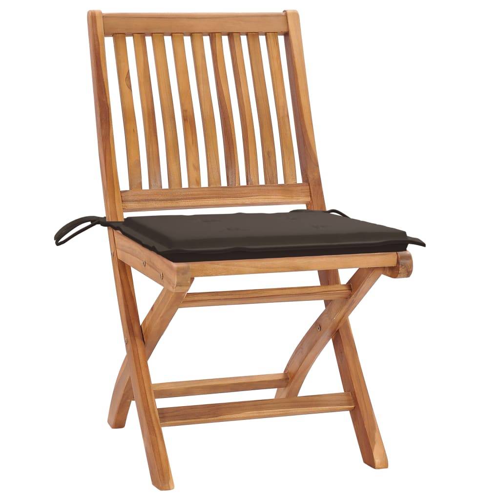vidaXL Klappbare Gartenstühle mit Kissen 8 Stk. Massivholz Teak