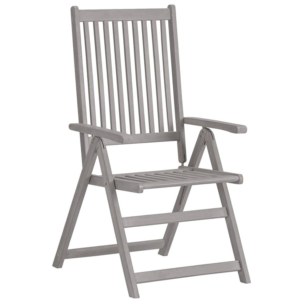 vidaXL Verstellbare Gartenstühle 4 Stk. Grau Massivholz Akazie