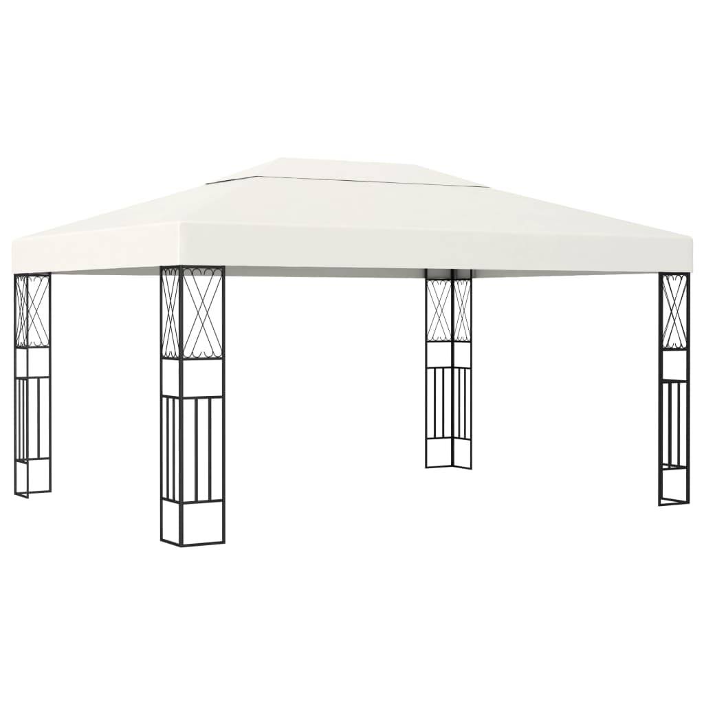 vidaXL Pavillon mit LED-Lichterkette 3x4 m Creme Stoff