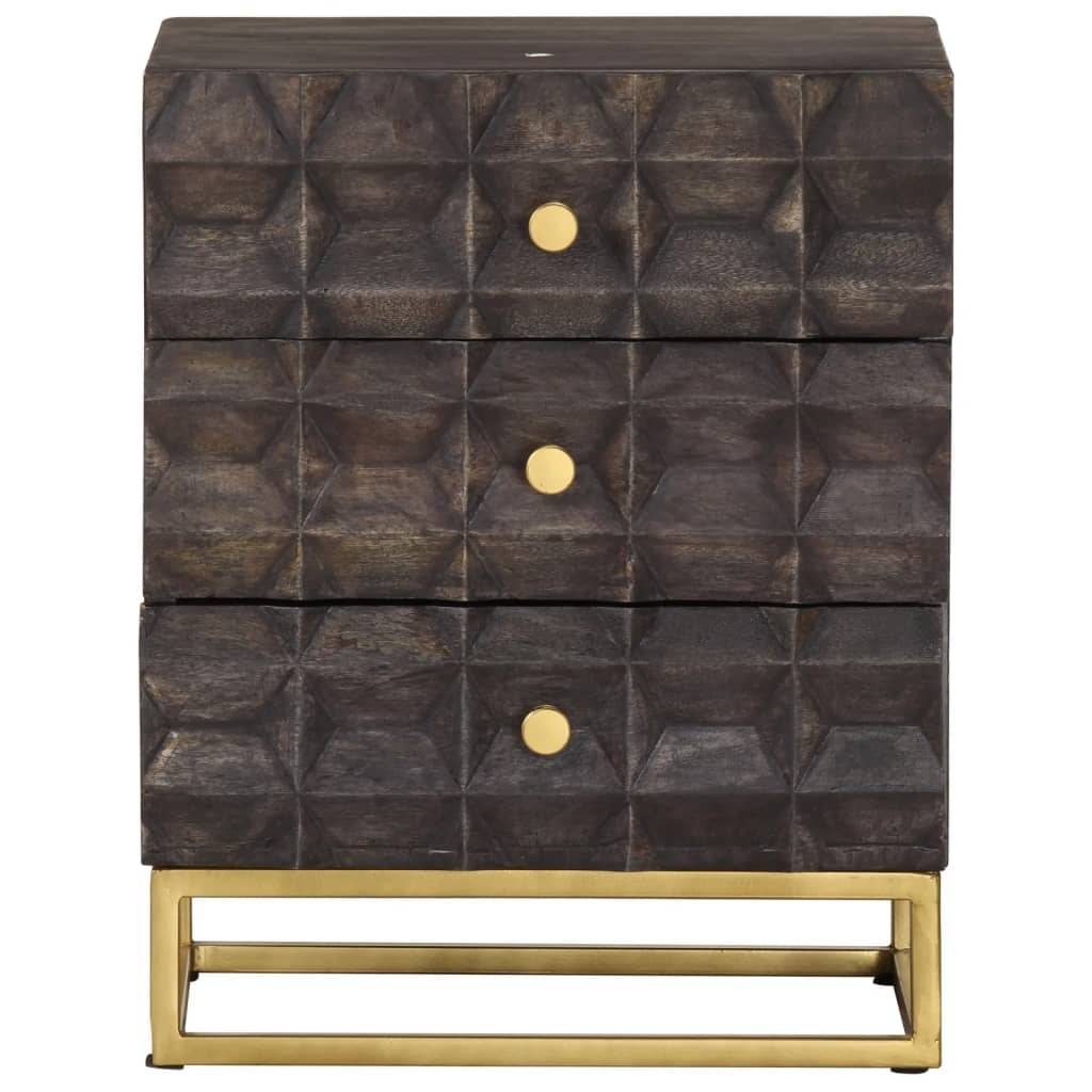 vidaXL Nachttisch Schwarz 40x30x50 cm Massivholz Mango