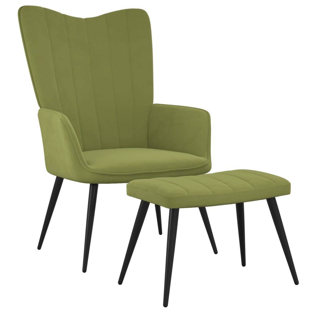 vidaXL Relaxsessel mit Hocker Hellgrün Samt
