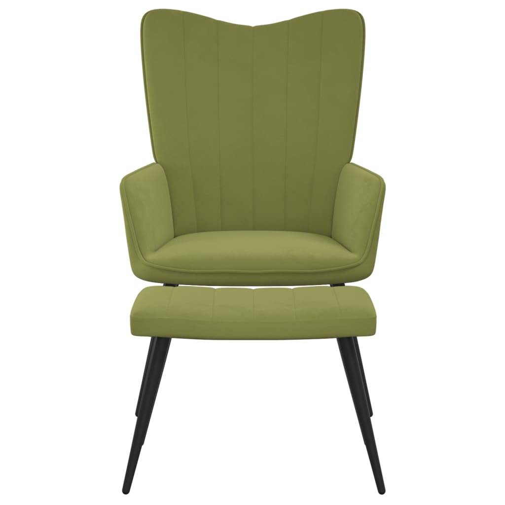 vidaXL Relaxsessel mit Hocker Hellgrün Samt