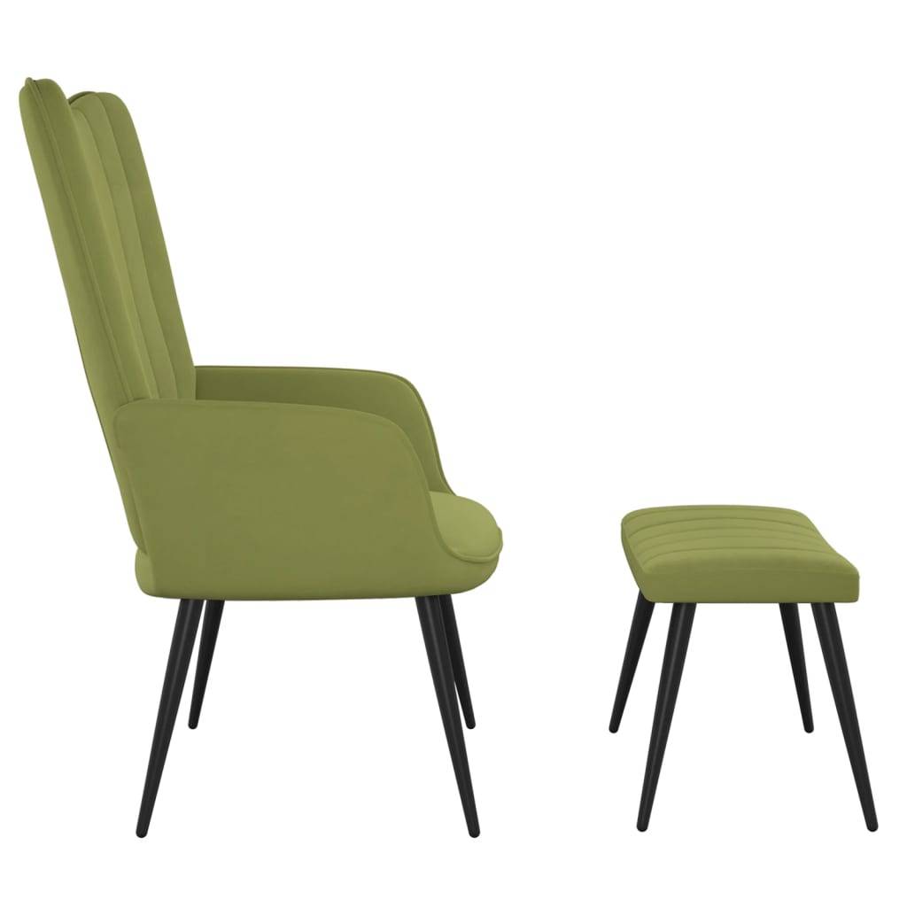 vidaXL Relaxsessel mit Hocker Hellgrün Samt