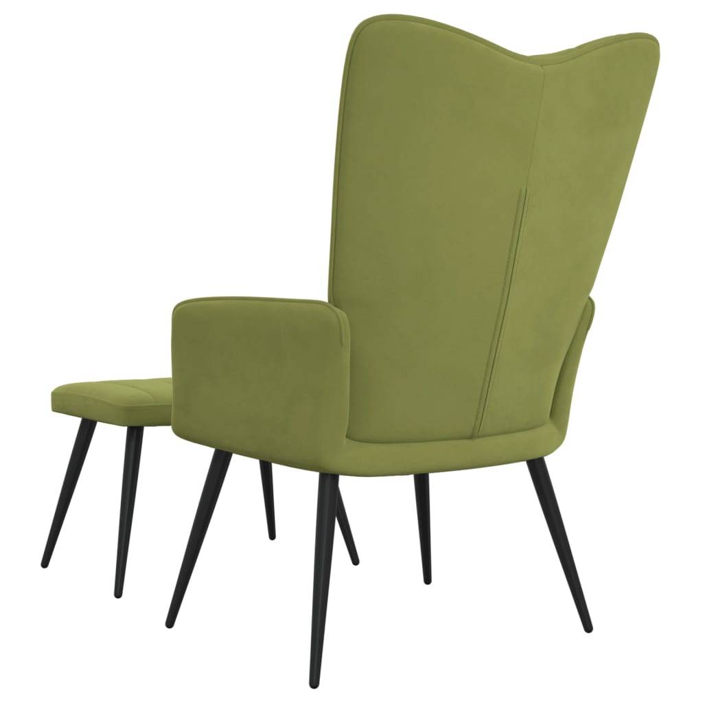 vidaXL Relaxsessel mit Hocker Hellgrün Samt
