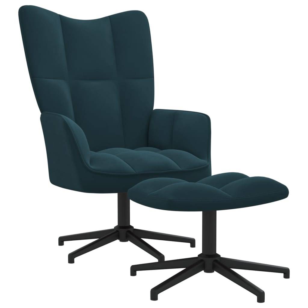 vidaXL Relaxsessel mit Hocker Blau Samt