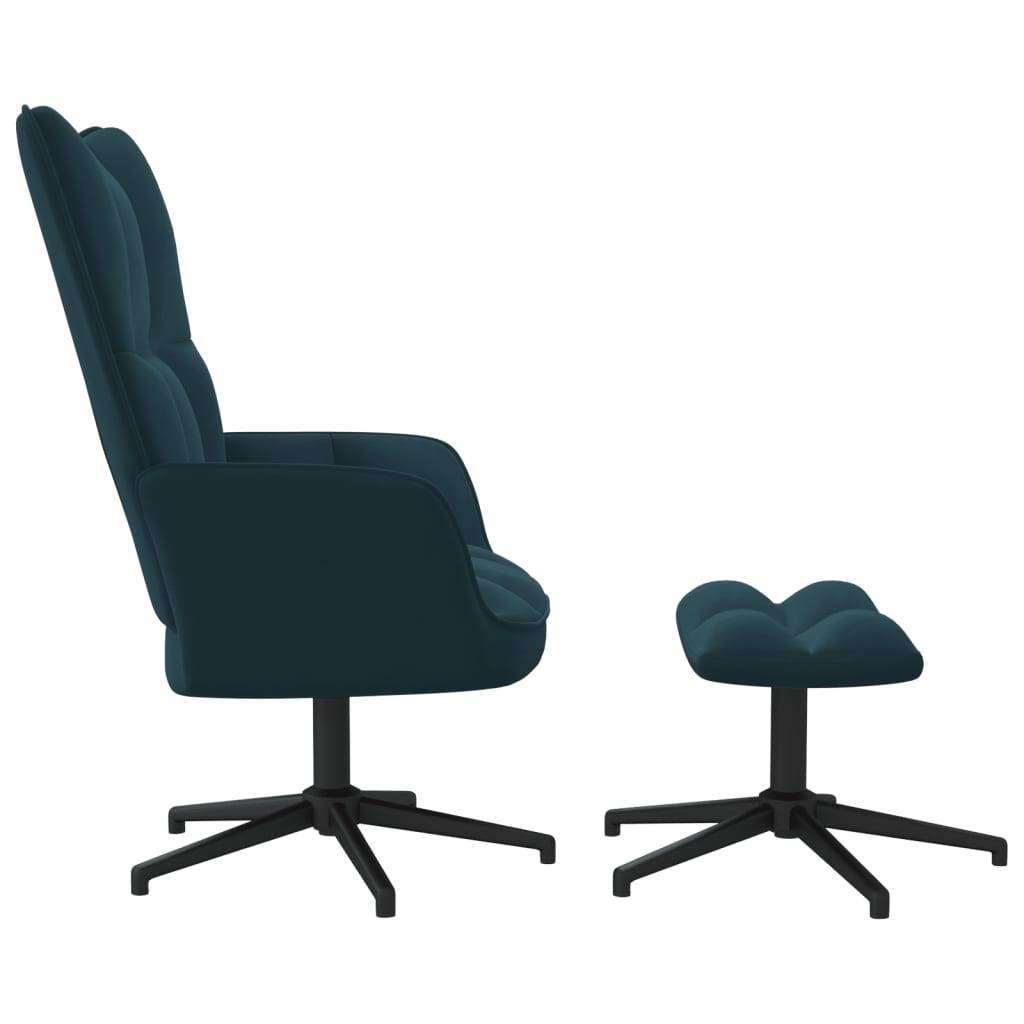vidaXL Relaxsessel mit Hocker Blau Samt