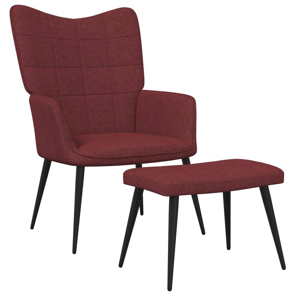 vidaXL Relaxsessel mit Hocker Weinrot Stoff