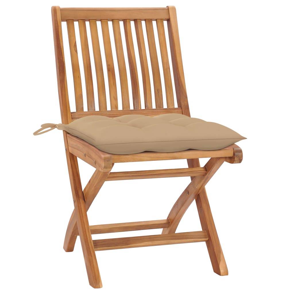 vidaXL Klappbare Gartenstühle mit Kissen 4 Stk. Massivholz Teak