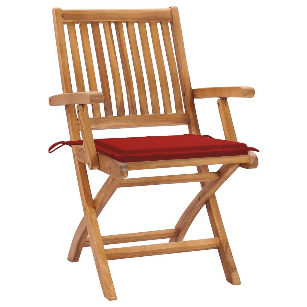 vidaXL Klappbare Gartenstühle mit Kissen 4 Stk. Massivholz Teak