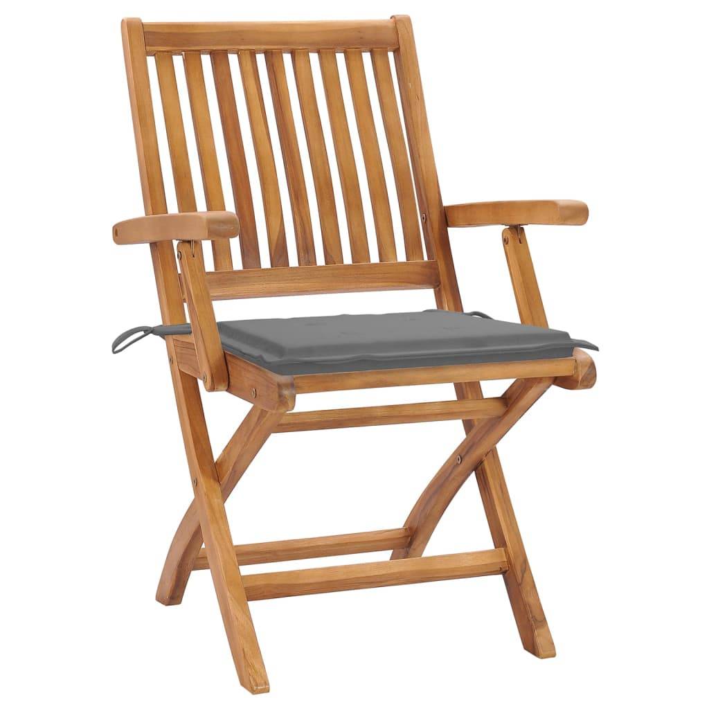 vidaXL Klappbare Gartenstühle mit Kissen 4 Stk. Massivholz Teak