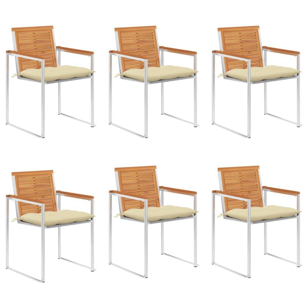 vidaXL Gartenstühle 6 Stk. mit Kissen Massivholz Akazie