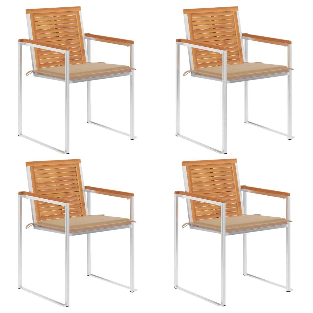 vidaXL Gartenstühle 4 Stk. mit Kissen Massivholz Akazie