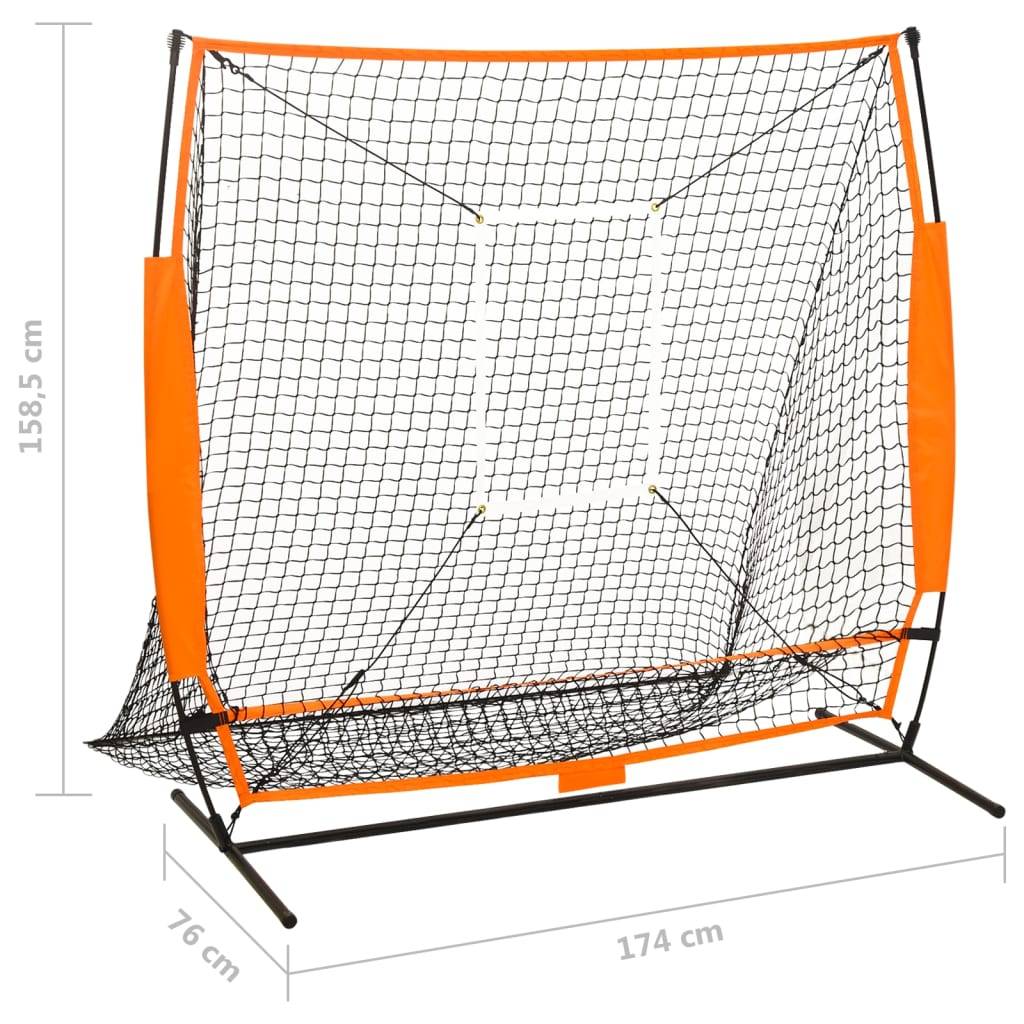 vidaXL Multisport-Übungsnetz Baseball Schwarz 174x76x158,5 cm
