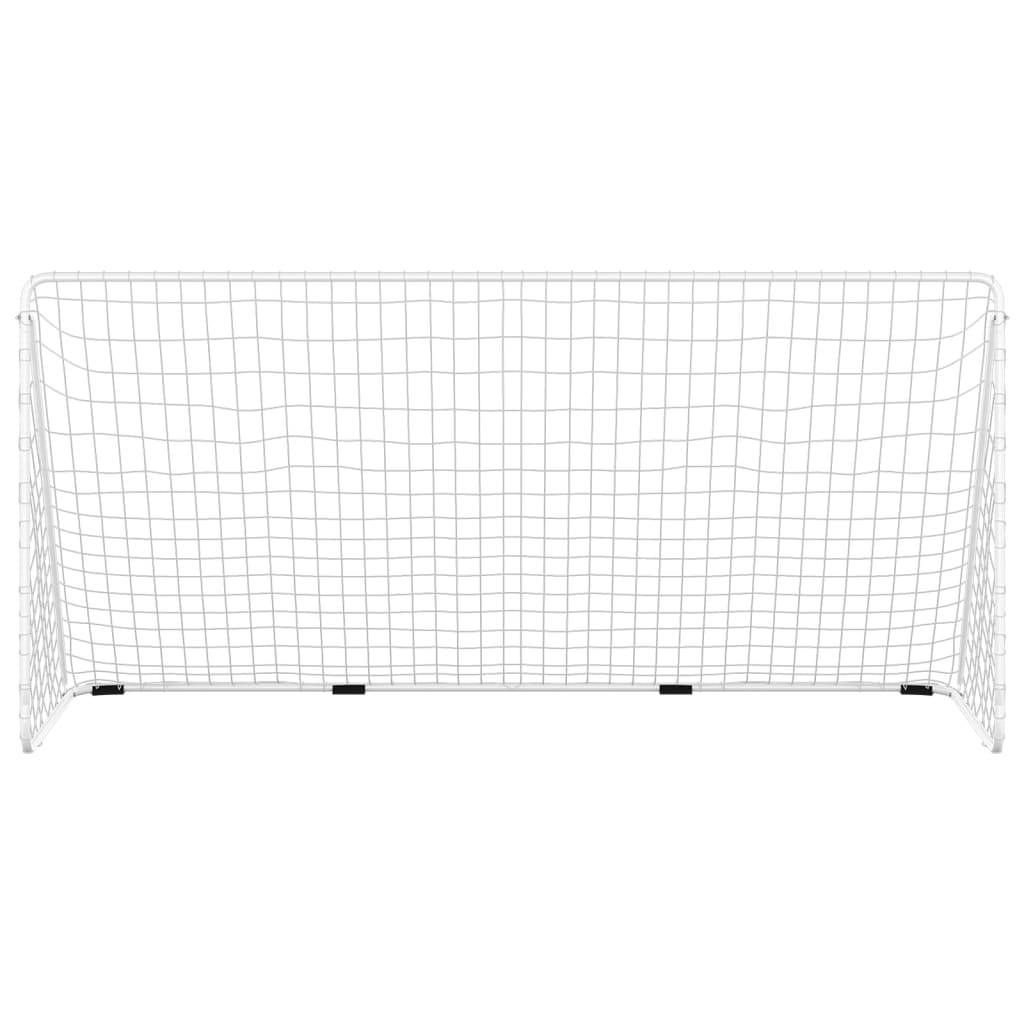 vidaXL Fußballtor mit Netz Weiß 366x122x182 cm Stahl