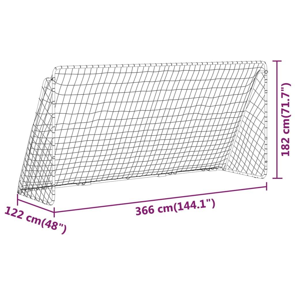 vidaXL Fußballtor mit Netz Weiß 366x122x182 cm Stahl