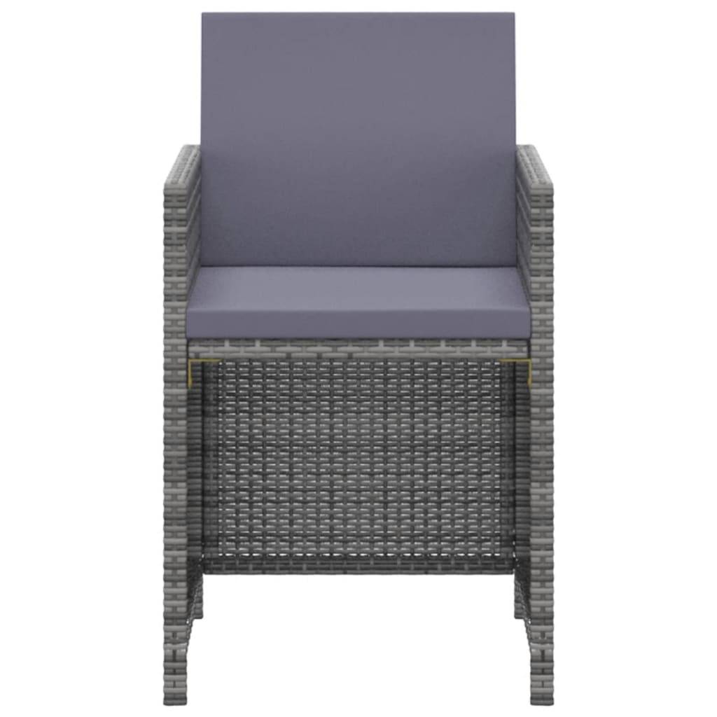 vidaXL 3-tlg. Garten-Essgruppe mit Kissen Poly Rattan Grau